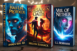 design unique dystopian fantasy or horror book cover for KDP