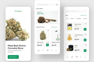 develop cannabis and cbd app, hemp, weed, marijuana marketplace website