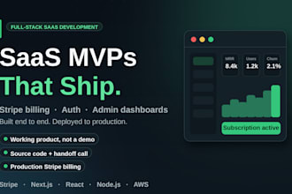 build a saas mvp with stripe billing, auth, and admin dashboard