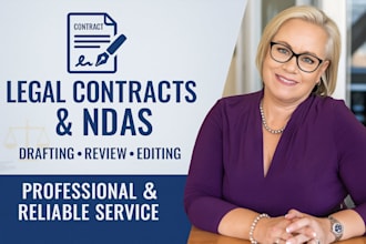 draft and review legal contracts, business agreements, service contracts, ndas