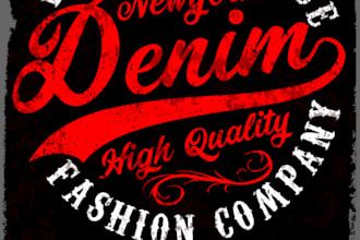 design a vintage denim brand logo for your clothing or apparel line