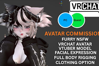 create anime 3d vrchat avatar fullbody tracking face expression for quest and pc