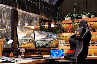 design 3d gaming, streaming room and isometric room