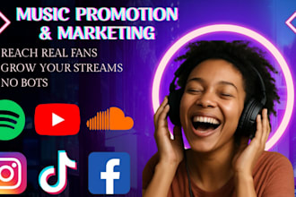 do organic music promotion and marketing for spotify, youtube, soundcloud