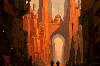 make imaginative sci fi city concept art