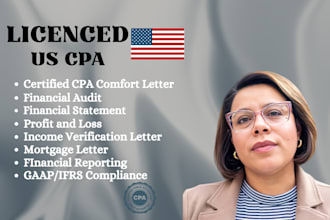 prepare and sign CPA certified financial statement, CPA audit and verify as CPA