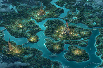 draw a high quality detailed fantasy map for dnd and fiction