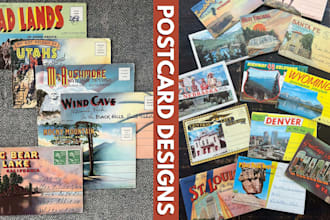 design unique vintage travel postcard art deco postcard retro vintage postcard