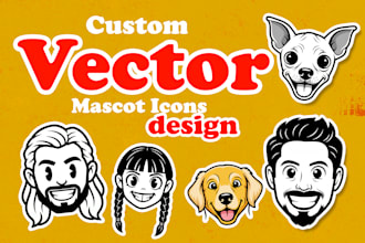 create a cartoon vector mascot of people and animals