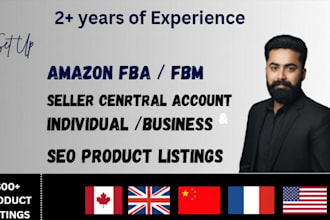 set up amazon fba fbm account and product listings with SEO, amazon store setup