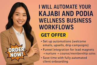 automate kajabi or podia wellness business workflows