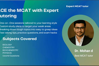 tutor biology, physics, and chemistry for mcat