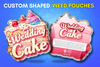 design die cut, custom shaped weed, cannabis mylar bag or pouch