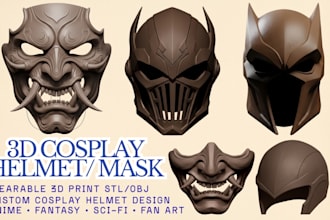 design 3d helmet 3d mask model stl for cosplay 3d printing