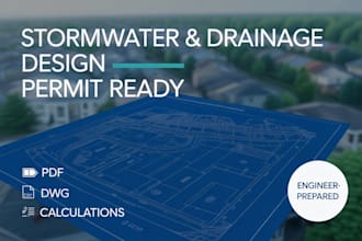 design stormwater, drainage system site plan, calculation, permit ready drawing