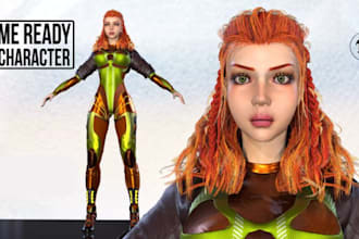 rigged modular 3d character model for game, vrchat avatar, furry, nsfw 3d model