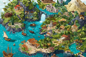 illustrate fantasy map and city map illustration