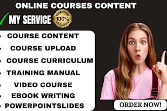 create online course content, course curriculum, ebook online course creation