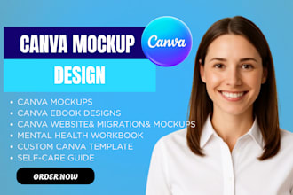 create social media post design mockup, website mock up on canva or photoshop