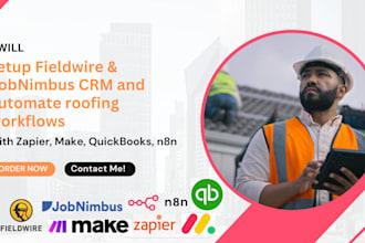 setup automate fieldwire jobnimbus CRM roofing workflows with make com zapier