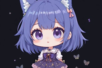 design anime chibi emote chibi art for vtuber