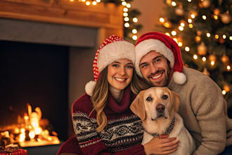 draw christmas couple family or pet portrait