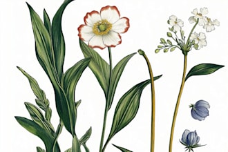 draw botanical illustrations of flowers, plants and fruits