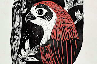 draw high quality linocut illustration for shirt design