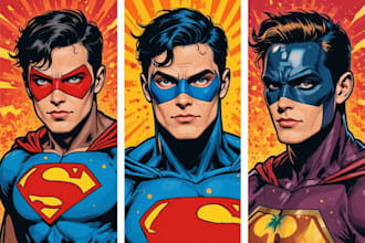 illustrate a superhero pop art portraits