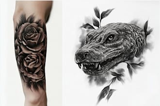 minimalist unique tattoo sketch, sleeve tattoo design