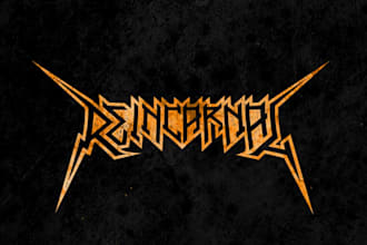 design an old school thrash metal band logo with custom lettering