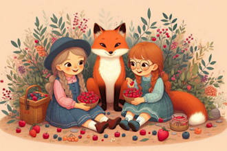 draw story book illustration, children story book illustration