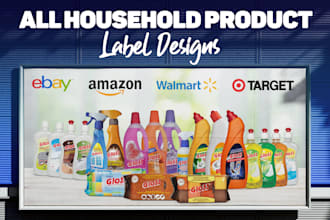 design modern household product labels, wraps or packaging