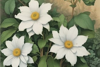 draw botanical illustration of flower illustration