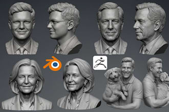 sculpt 3d head bust realistic portrait face model stl obj file for 3d printing