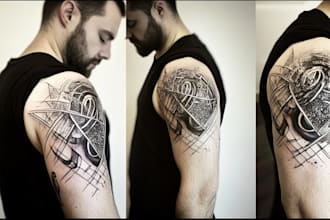 custom a geometric realism tattoo design for you
