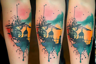 create a watercolor tattoo design