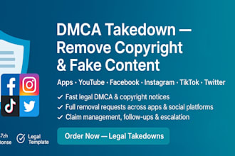 send dmca takedown notice to remove reddit facebook instagram yt tiktok shopify