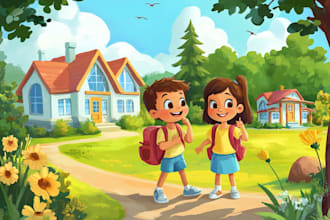 draw cute children book illustration