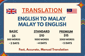 translate documents, articles, and texts english to malay