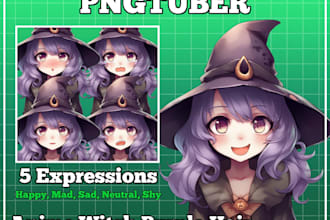 draw custom png tuber, chibi anime pngtuber style for streaming