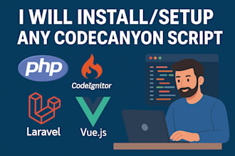 install any codecanyon script PHP,laravel,codeignitor or vue