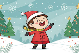 make a christmas cartoon portrait or illustration
