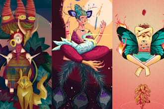haré una ilustracion personalizada editorial surrealista pop