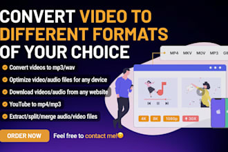 convert any video to audio, video to mp3, mp3 to mp4, trim, cut, edit, merge
