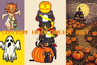 create custom halloween pixel art characters, avatars, stickers, and game assets