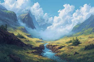do fantasy storytelling landscape, background illustration