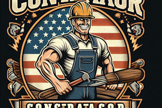 design high quality contractor mascot logo with t shirt design