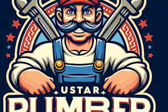 design high quality plumber mascot logo with t shirt design