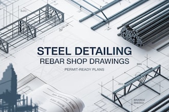 create steel detailing, rebar shop drawings, and permit ready cad plans